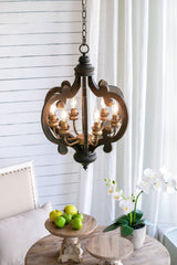 Farmhouse 6-Light Wood Pendant Chandelier