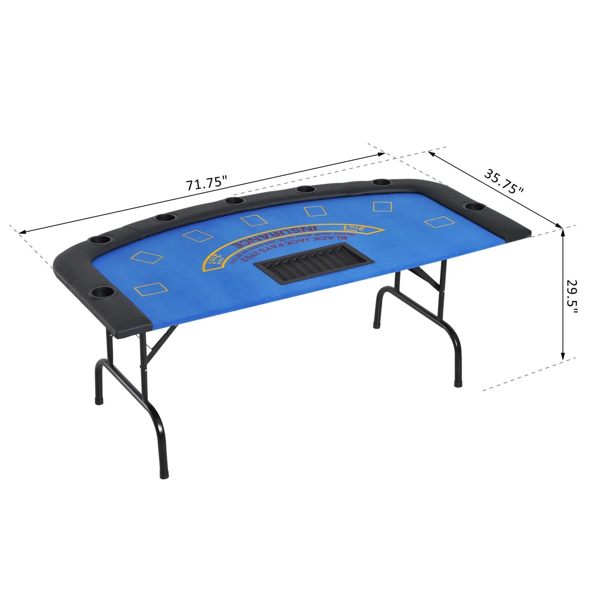 Foldable Half-Shape Blackjack Poker Table With Cup Holders - Omega Lifestyles