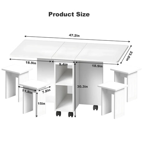 Space Saving Folding Drop Leaf Dining Table With Chairs - Omega Lifestyles