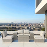 7-Piece All-Weather HDPE Wicker Patio Sectional Set With Cushions - Omega Lifestyles