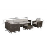 5-Person Grey Wicker Patio Set With Cushions Fully Assembled - Omega Lifestyles