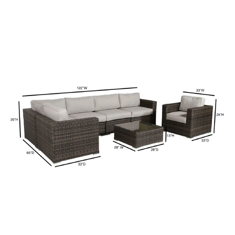 5-Person Grey Wicker Patio Set With Cushions Fully Assembled - Omega Lifestyles