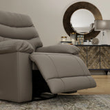 Light Gray Top Grain Leather Swivel Glider Recliner - Omega Lifestyles