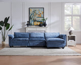 Modular L-Shaped 3-Seat Blue Sectional Couch - Omega Lifestyles