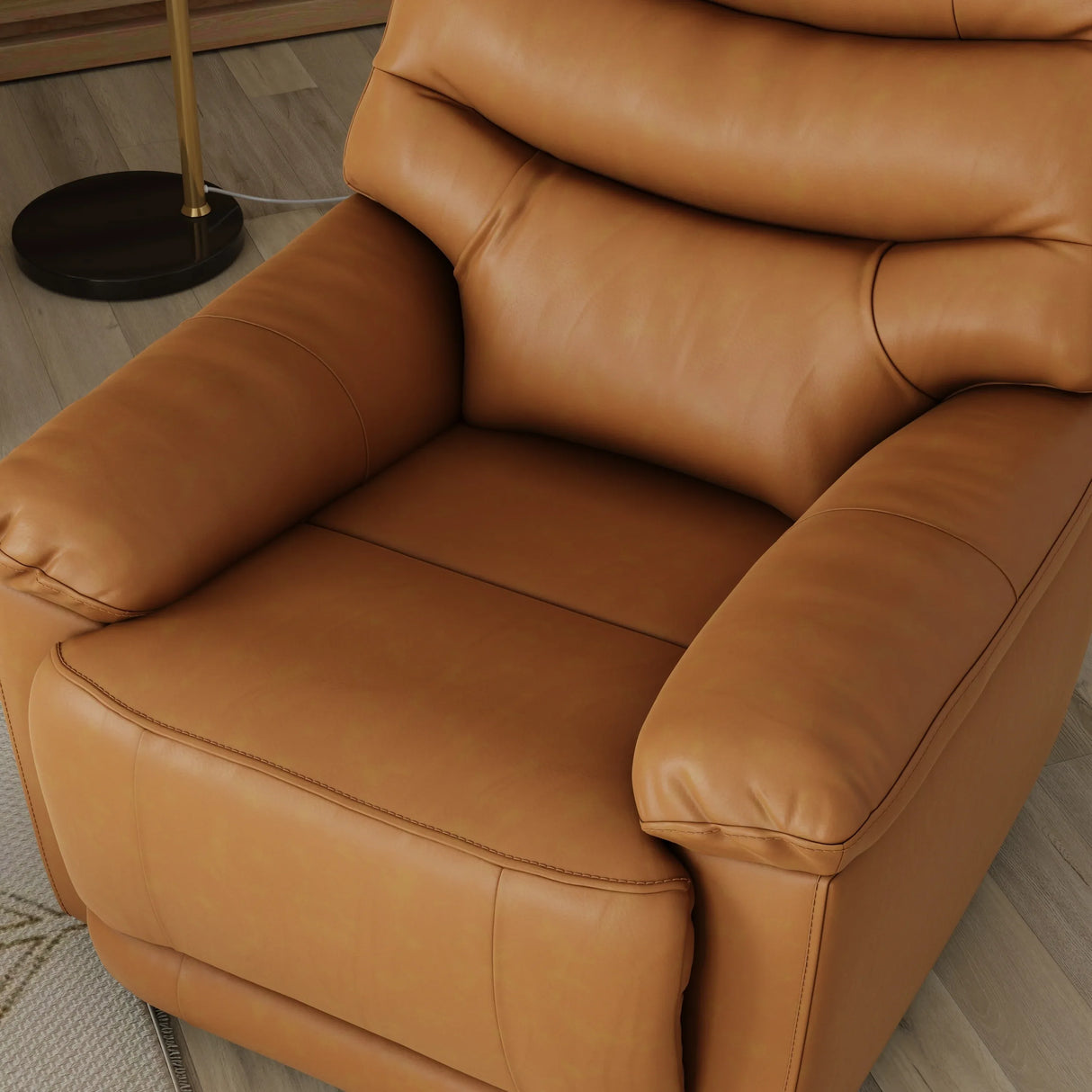 Swivel Glider Recliner With Manual Footrest Brown Leather - Omega Lifestyles