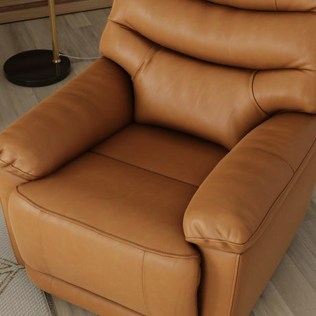 Swivel Glider Recliner With Manual Footrest Brown Leather - Omega Lifestyles