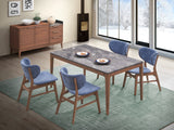 5-Piece Walnut Finish Dining Table And Upholstered Chairs Set - Omega Lifestyles