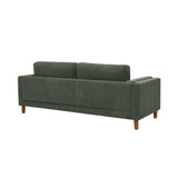 Dark Green Corduroy Upholstered Square Arm 3-Seat Sofa - Omega Lifestyles