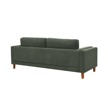 Dark Green Corduroy Upholstered Square Arm 3-Seat Sofa - Omega Lifestyles