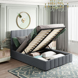 Full Upholstered Hydraulic Storage Platform Bed Full