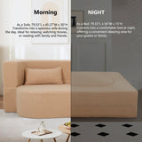 2-in-1 Convertible Full Size Teddy Fabric Sofa Bed - Omega Lifestyles