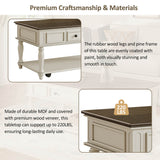 Mid-Century Farmhouse Coffee Table With Drawer Wheels - Sleep Galleria