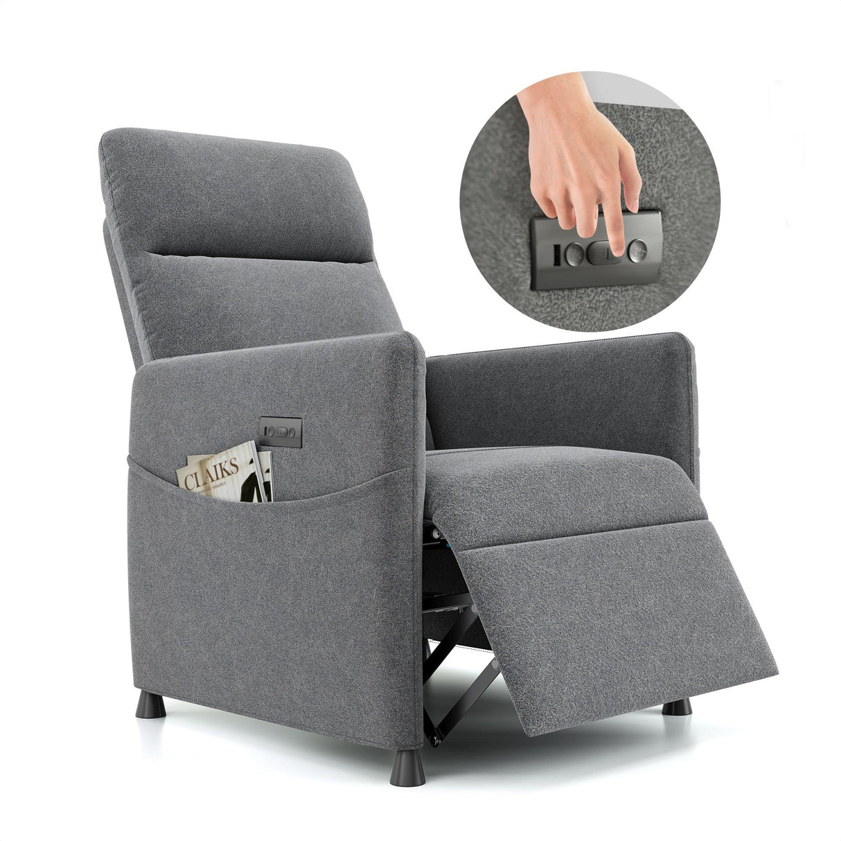 Velvet Power Lift Electric Recliner Chair Gray - Omega Lifestyles