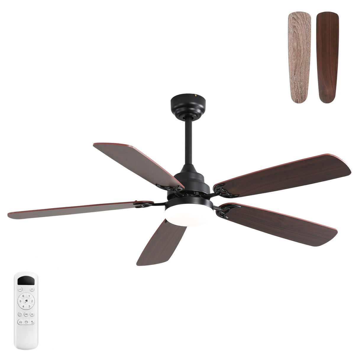 52-Inch Matte Black DC Motor Ceiling Fan With Light