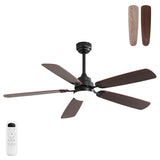 52-Inch Matte Black DC Motor Ceiling Fan With Light