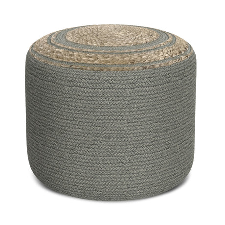 Round Braided Cotton Jute Pouf Accent Stool - Omega Lifestyles