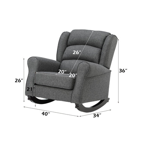 Gray Fabric Pocket Coil Rocking Chair With Wooden Legs - Omega Lifestyles