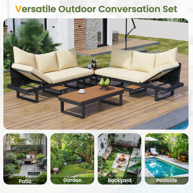 Adjustable Reclining Outdoor Sectional Patio Furniture Set - Omega Lifestyles