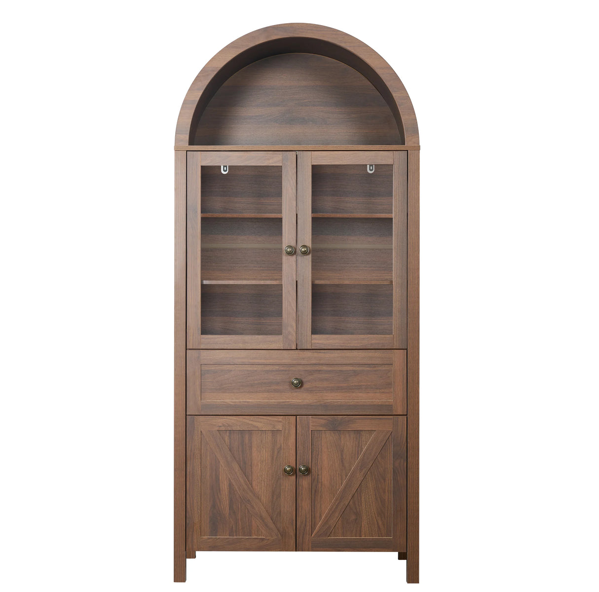 Walnut Retro Dome Storage Cabinet With Adjustable Shelves - Omega Lifestyles