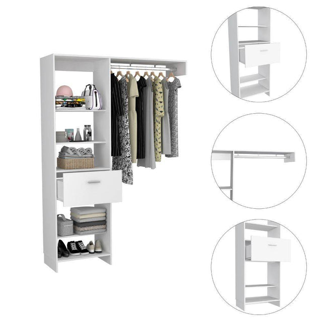 Modern White Particle Board Bedroom Closet Organizer - Omega Lifestyles