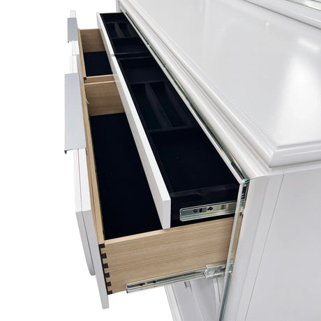 Modern Pearl White Synthetic Wood Dresser With Ample Storage - Omega Lifestyles