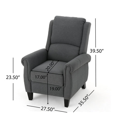 Charcoal Fabric Push Rack Recliner With Rubberwood Legs - Omega Lifestyles