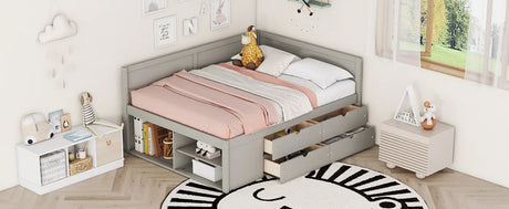 Full Solid Wood Full Size Daybed With Drawers And Shelves - Omega Lifestyles