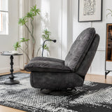 Modern Black Velvet Swivel Gliding Recliner Chair With Phone Holder - Omega Lifestyles