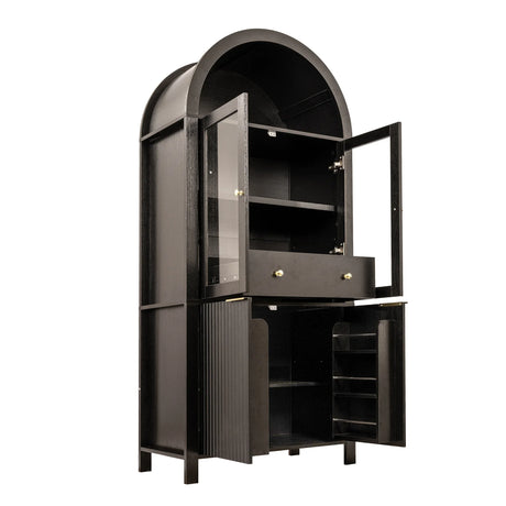 Modern Fluted Tall Arched Adjustable Shelf Pantry Cabinet - Omega Lifestyles