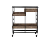 Metal And Wood Rectangular Serving Cart With Adjustable Trays - Omega Lifestyles