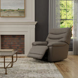 Light Gray Top Grain Leather Swivel Glider Recliner - Omega Lifestyles