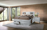 Full Storage Bed White Synthetic Wood Platform Frame - Omega Lifestyles
