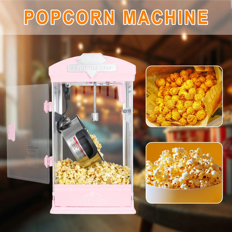 8-Ounce Stainless Steel Countertop Popcorn Maker Pink - Omega Lifestyles