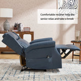 Blue Faux Leather Manual Recliner Chair With Massage Heat - Omega Lifestyles