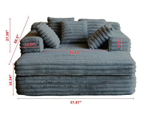 Oversized Corduroy Upholstered Chaise Lounge Chair - Omega Lifestyles