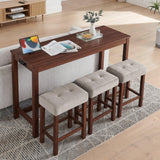 4-Piece Cherry Wood Bar Table Set With Power Outlets - Omega Lifestyles