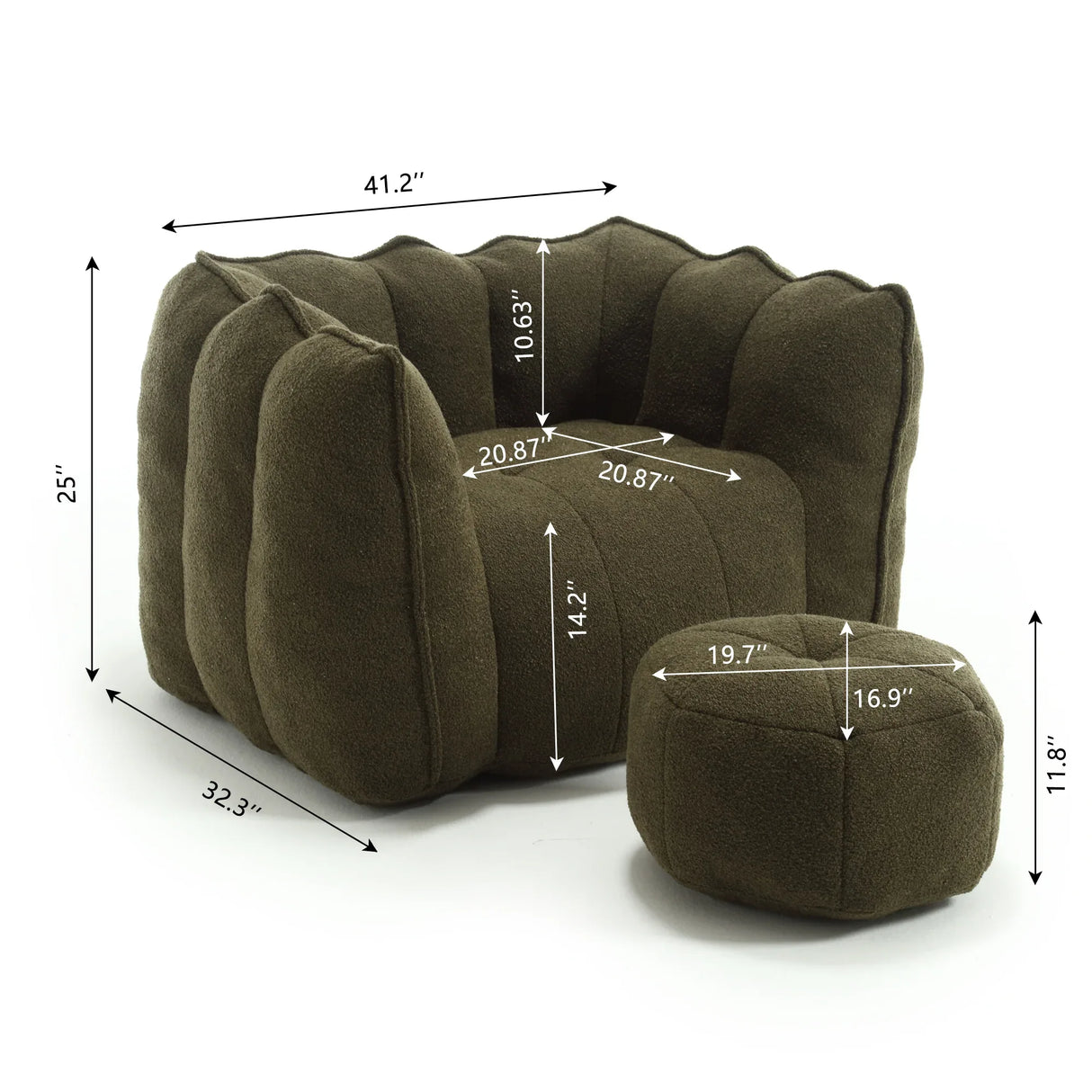 Soft Chenille Bean Bag Chair With High Resilient Foam - Omega Lifestyles
