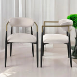 Set of 2 Beige Linen Upholstered Metal Frame Side Chairs - Omega Lifestyles