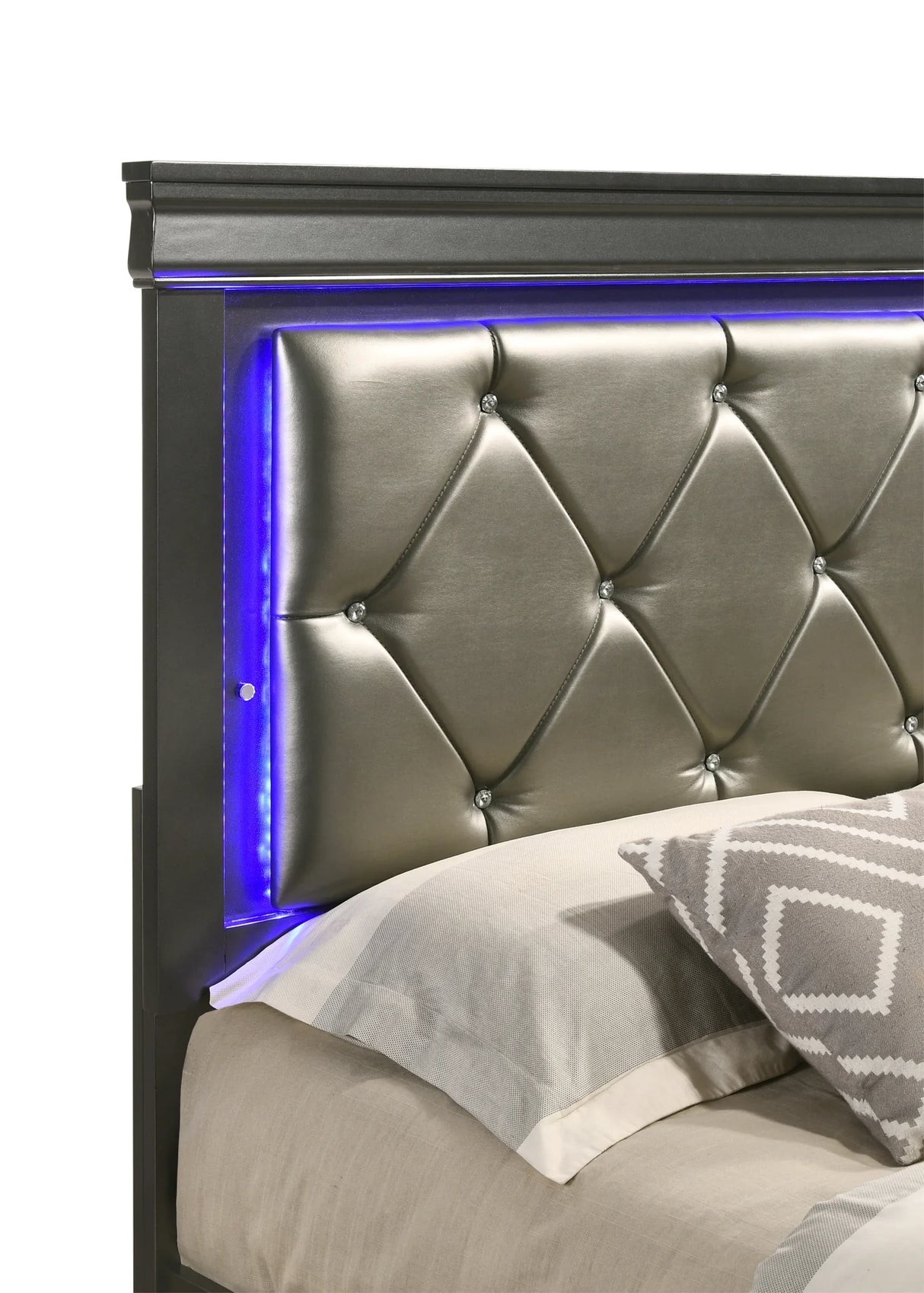 Modern Queen Upholstered Wood Bed With LED Headboard - Omega Lifestyles