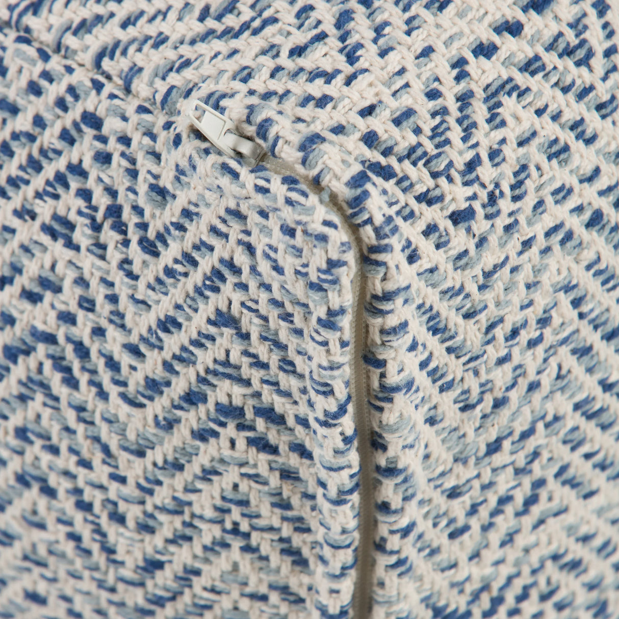 Light Blue Square Fabric Pouf With Polystyrene Filling - Omega Lifestyles