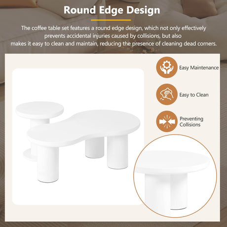 Nesting 2-Piece White MDF Coffee Table Set - Sleep Galleria
