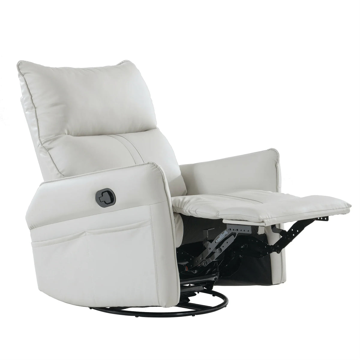 PU Reclining Rocking Chair With 360° Swivel And Footrest - Omega Lifestyles