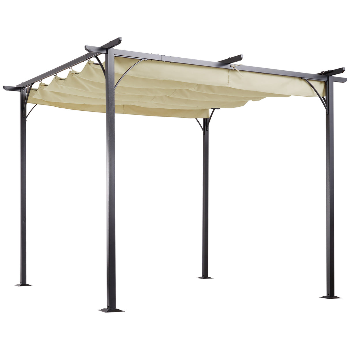 Outdoor Retractable Steel Frame Patio Pergola Canopy