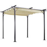 Outdoor Retractable Steel Frame Patio Pergola Canopy