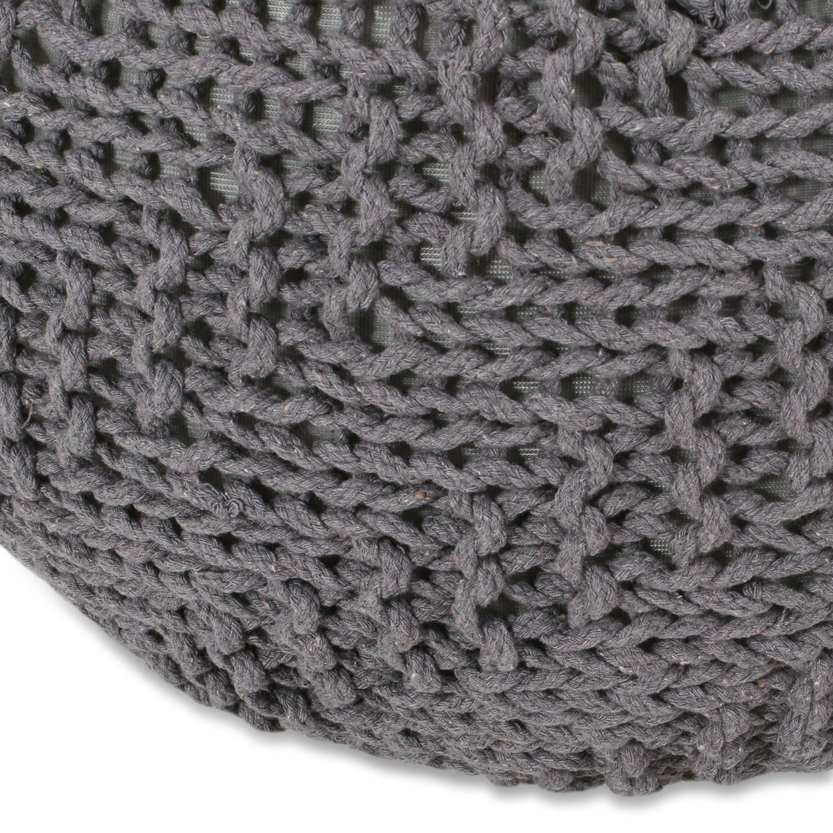 Modern Handmade Knit Cotton Round Pouf 20-Inch - Omega Lifestyles