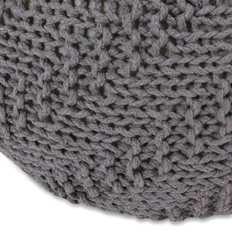 Modern Handmade Knit Cotton Round Pouf 20-Inch - Omega Lifestyles