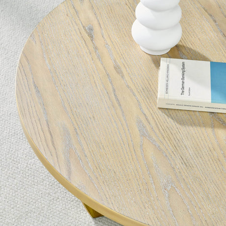 Mid Century Modern 36-Inch Round Oak Coffee Table - Sleep Galleria