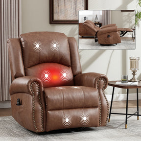Heated Medium-Firm Massage Recliner Chair With Swivel - Omega Lifestyles