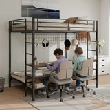 Full Over Twin Metal Bunk Bed With Desk Charging Station - Omega Lifestyles