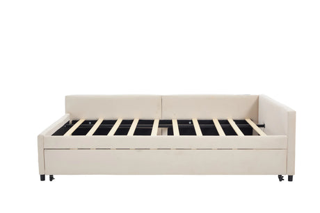Twin Velvet Upholstered Daybed With Trundle Modern Design - Omega Lifestyles